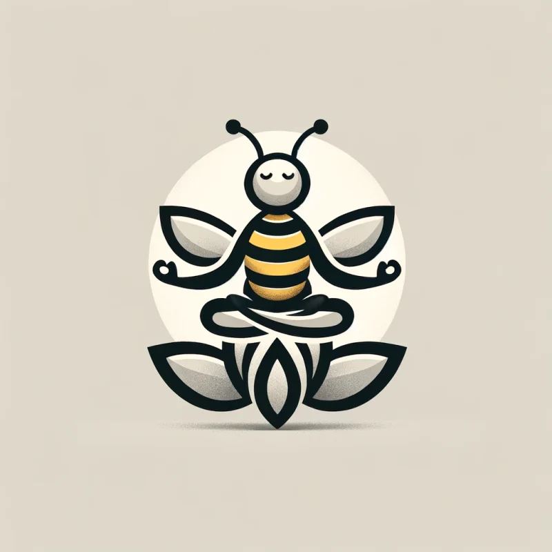 DALL·E 2024-02-18 21.09.10 - Create a minimalist and sophisticated image of a bee practicing yoga in the lotus position. The bee should have a more refined and less cartoonish app